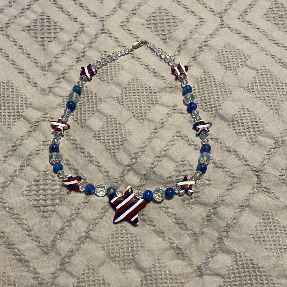 Red, White, and blue necklace